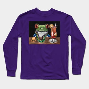 "Mardi Gras Hurricane" - Frogs After Five collection Long Sleeve T-Shirt